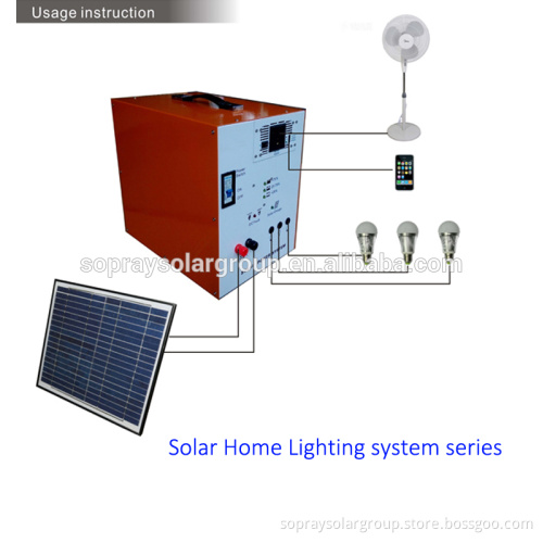 DC input AC Output Solar Home Light System Using For Fans TV Laptop 200w Solar Panel Sun Charing 12V 100AH Acid Battery Systems